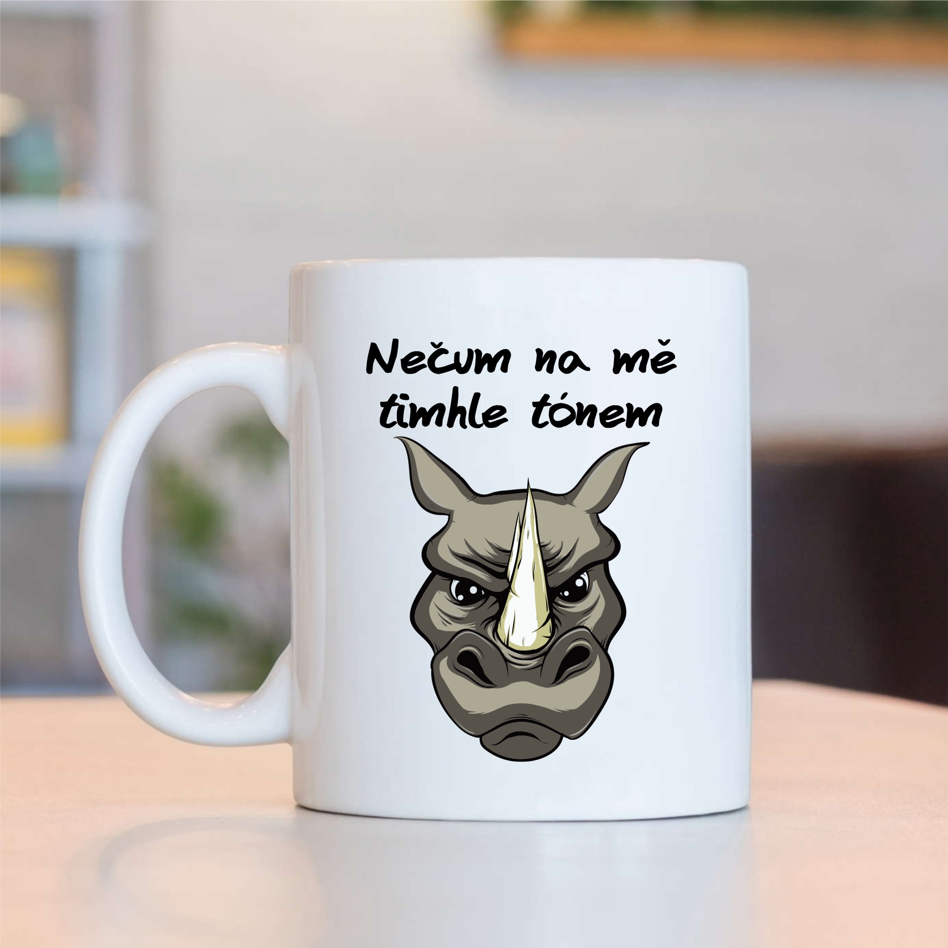 Hrnek Nečum na mě tihle tónem - nosorožec