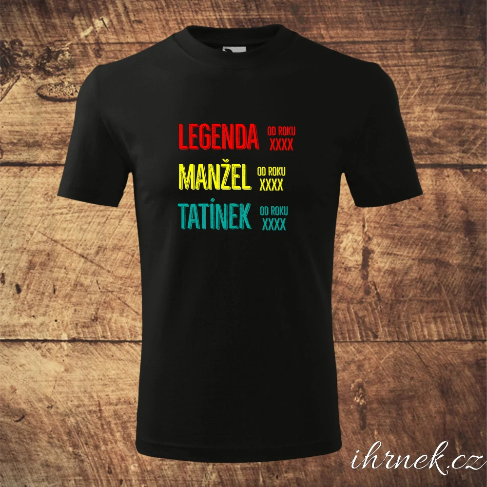 Tričko pánské Legenda, manžel, tatínek - černá - Pánské 2XL