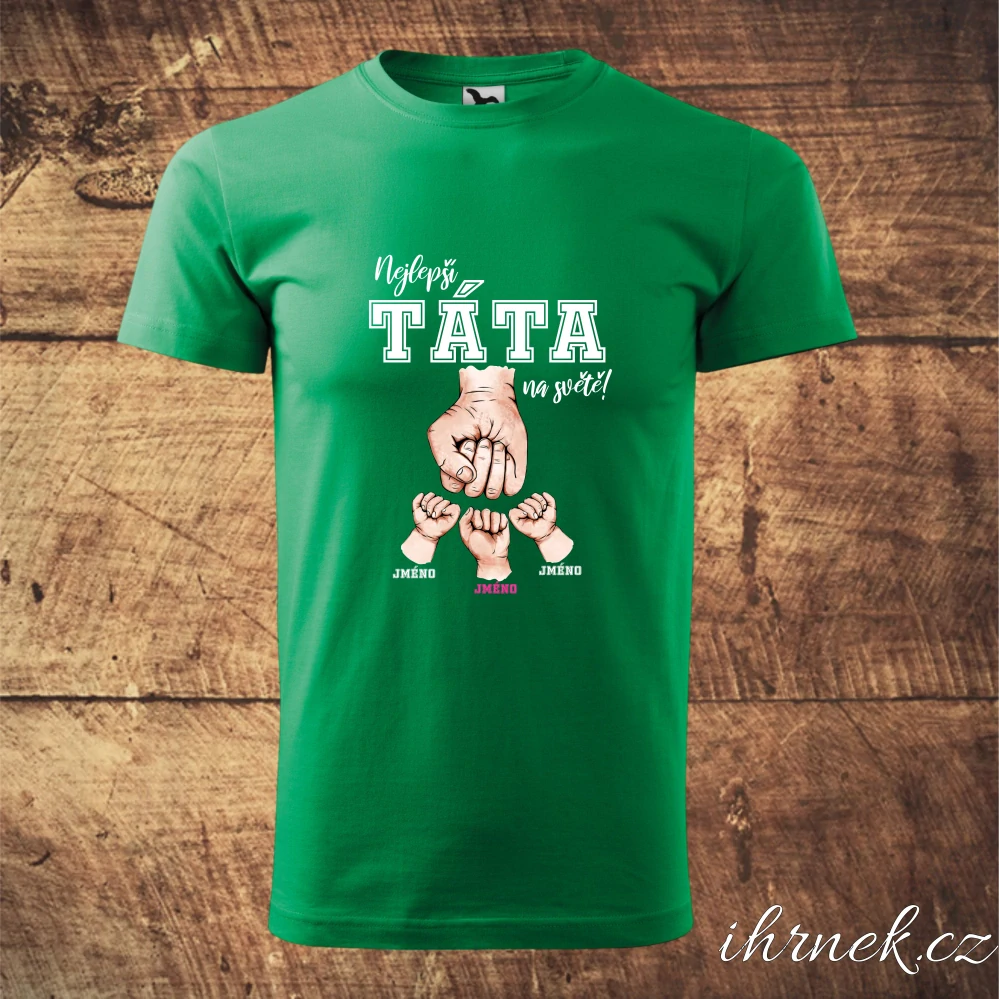 Tričko pánské Nejlepší táta na světě! - 3 děti - černá - Pánské L
