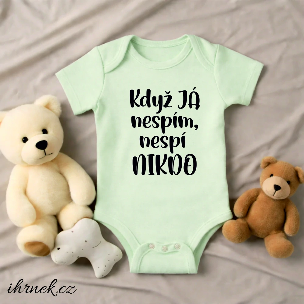 Dětské body Když já nespím, nespí nikdo - pastelová mint - 6 - 9 měsíců