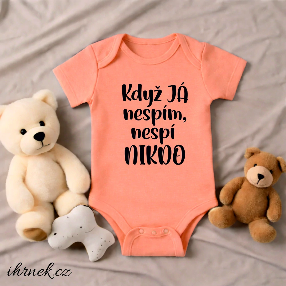 Dětské body Když já nespím, nespí nikdo - meruňková - 12 - 18 měsíců