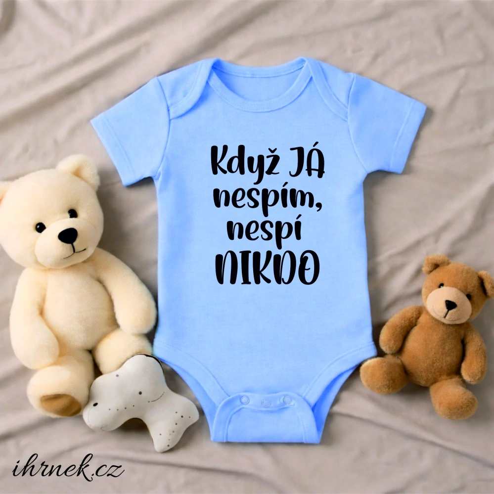 Dětské body Když já nespím, nespí nikdo - středně světle modrá - 2 - 3 roky