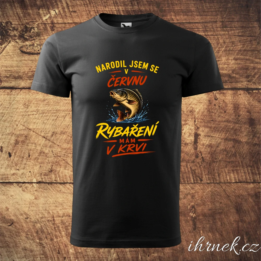 Tričko pánské Rybaření mám v krvi - černá - pánské L