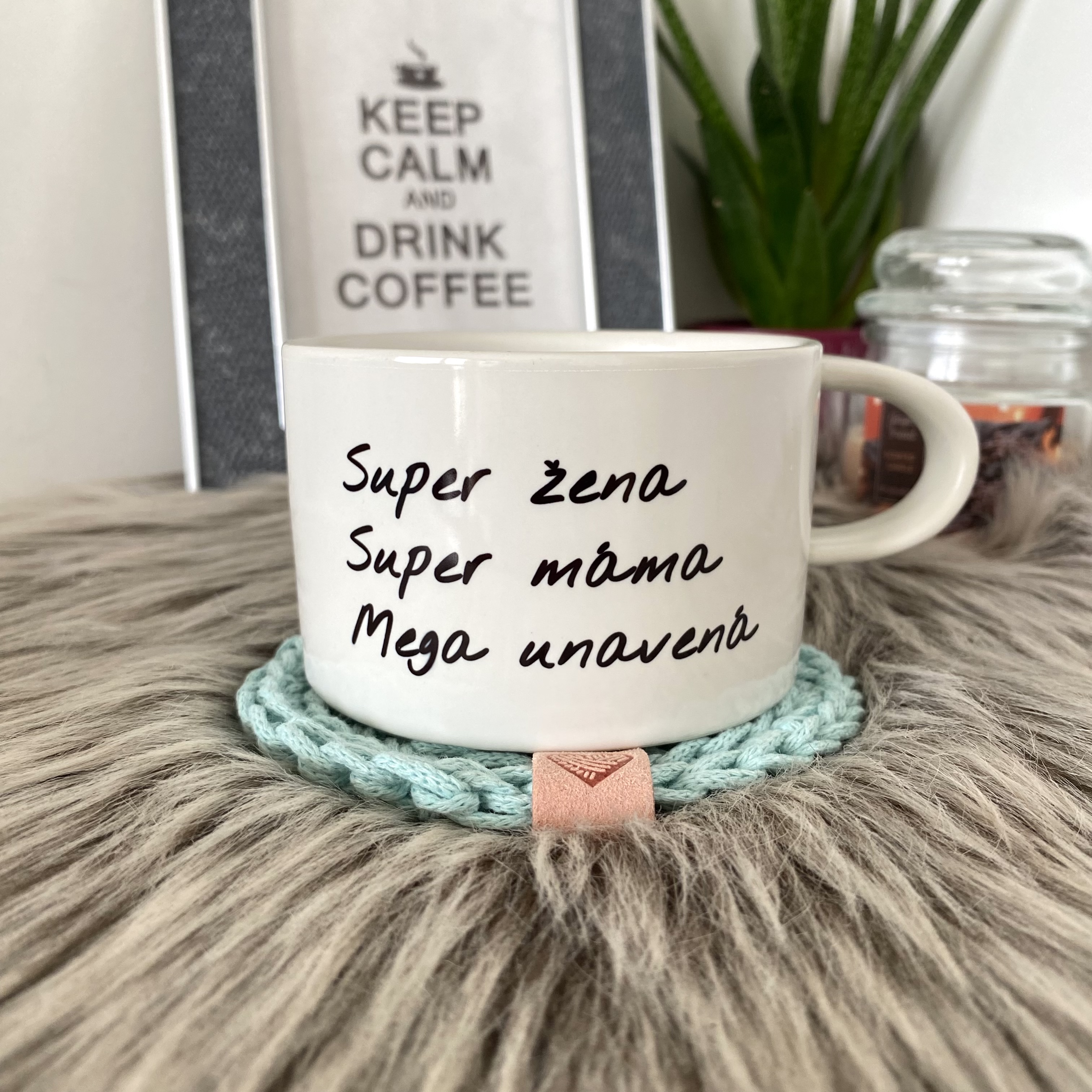 Hrnek makronka Super žena, Super máma, Mega unavená - více barev