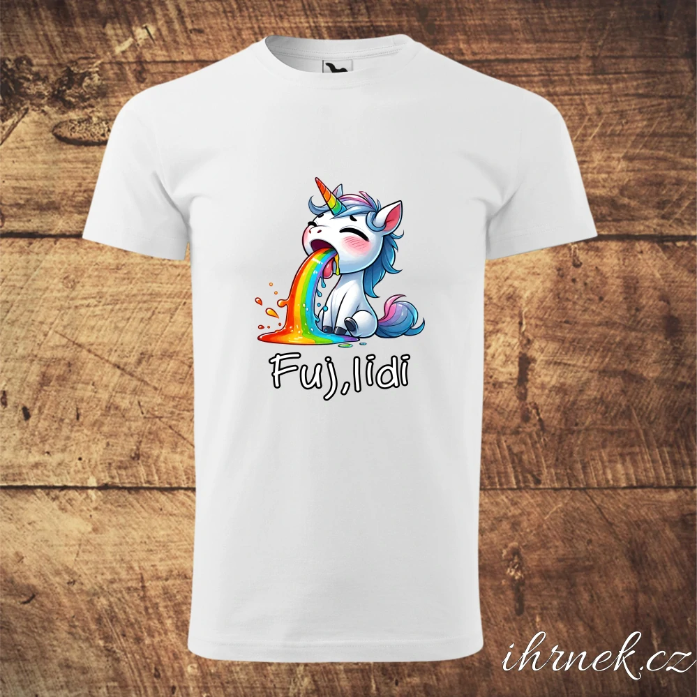 Tričko pánské Fuj, lidi - jednorožec - černé - pánské 2XL