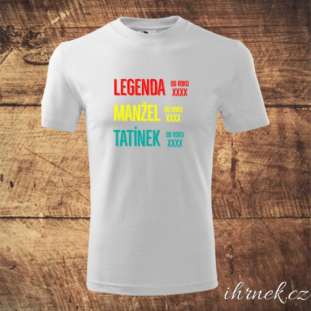 Tričko pánské Legenda, manžel, tatínek - černá - Pánské 2XL