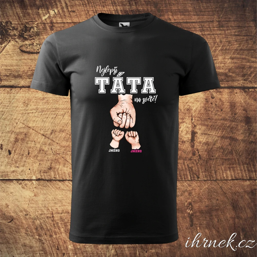 Tričko pánské Nejlepší táta na světě! - 3 děti - černá - Pánské L