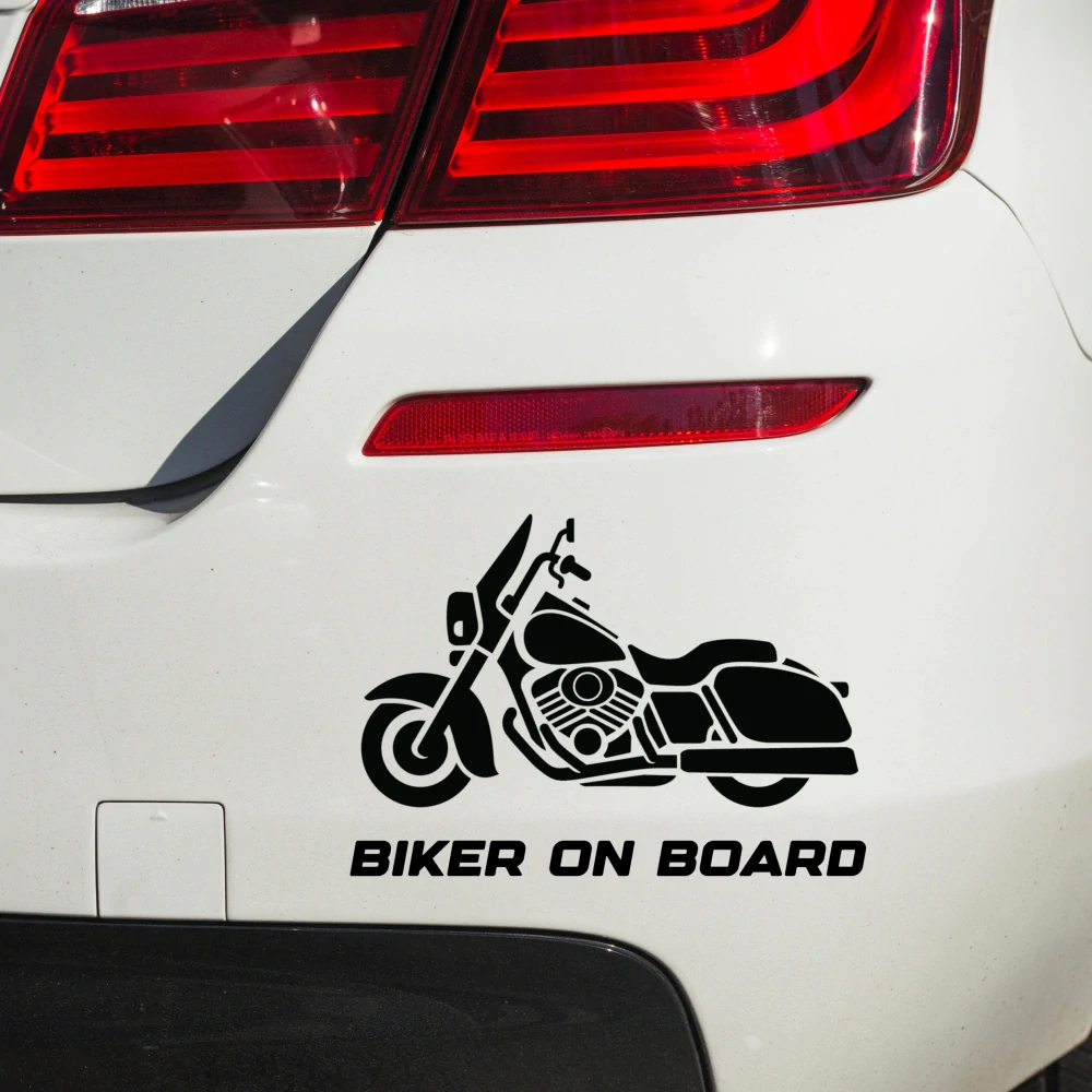 Samolepka Biker on board v.5 - modrá - 14 cm x 9-10 cm