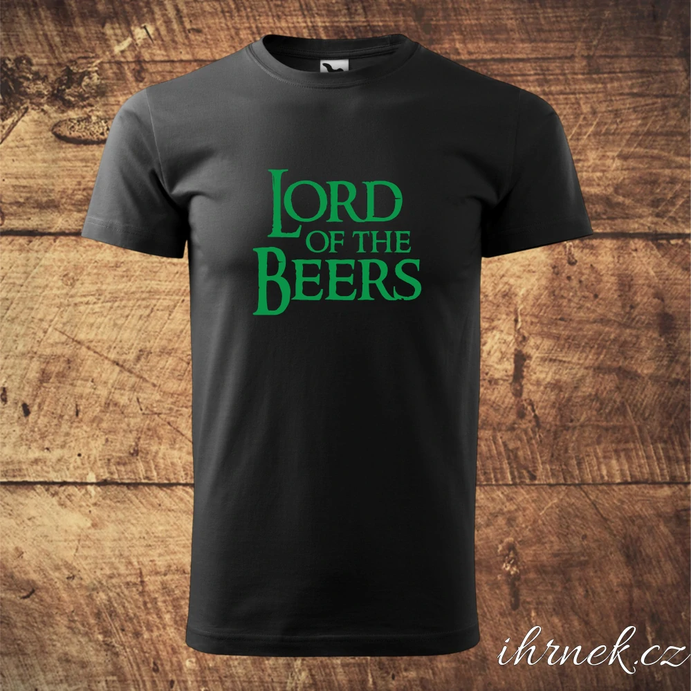 Tričko pánské Lord of the Beers - bílé - pánské 2XL - zelený potisk