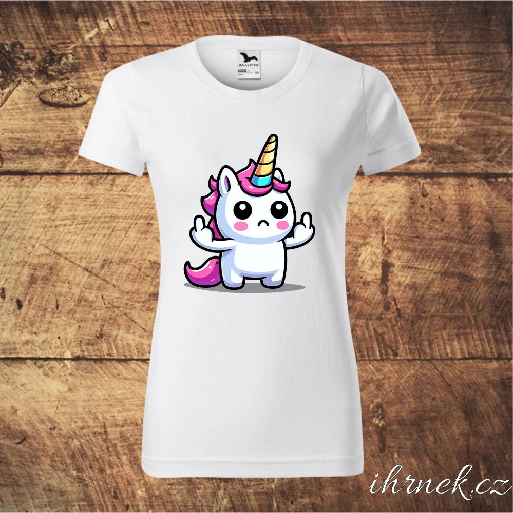 Tričko dámské Jednorožec F*ck You - kluk - světle šedý melír - dámské 2XL