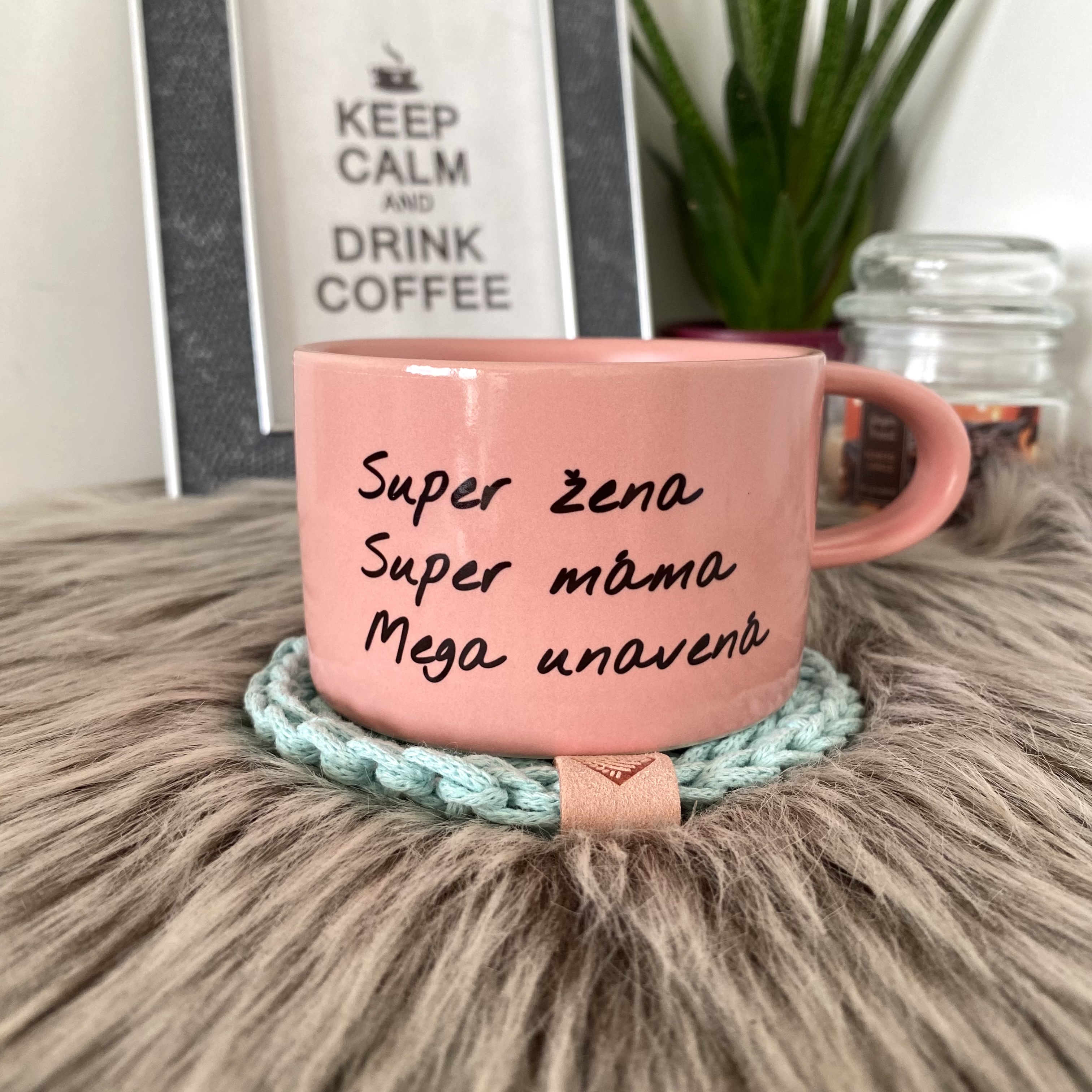 Hrnek makronka Super žena, Super máma, Mega unavená - více barev