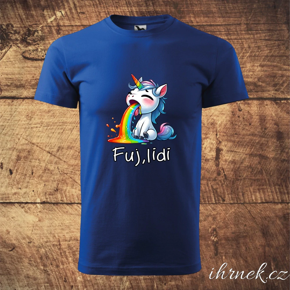 Tričko pánské Fuj, lidi - jednorožec - černé - pánské 2XL