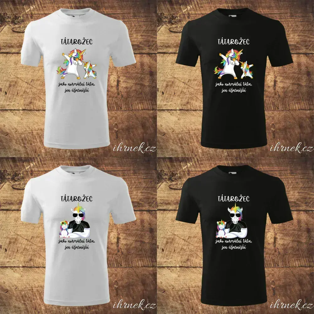 Tričko pánské Tátarožec - táta, holka a kluk - bílé - pánské S