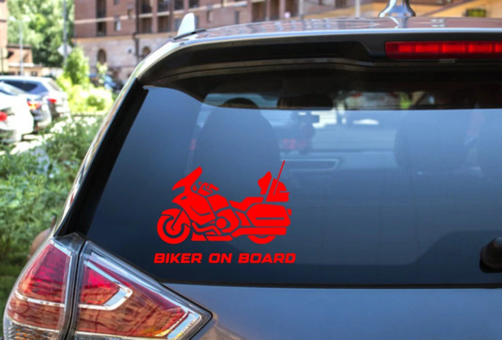 Samolepka Biker on board v.4 - magenta - tmavě růžová - 20 cm x 13-14cm