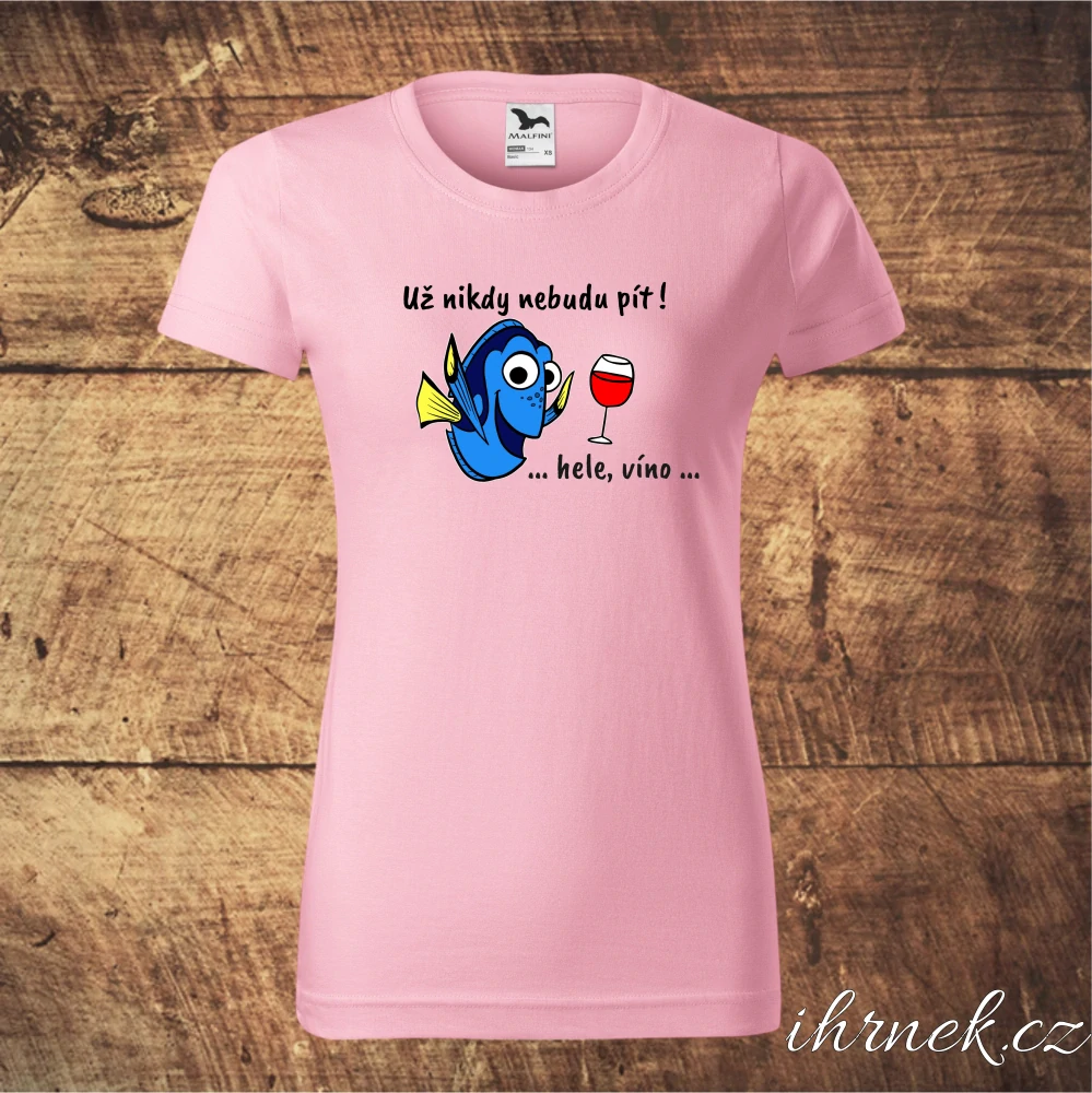 Tričko dámské Už nikdy nebudu pít (víno) - Dory - černá - dámská M