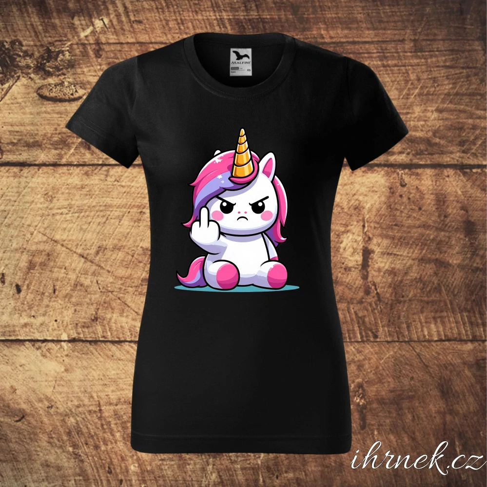 Tričko dámské Jednorožec F*ck You - kluk - světle šedý melír - dámské 2XL