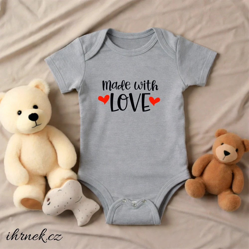 Dětské body Made with love - Latte béžová - 12 - 18 měsíců