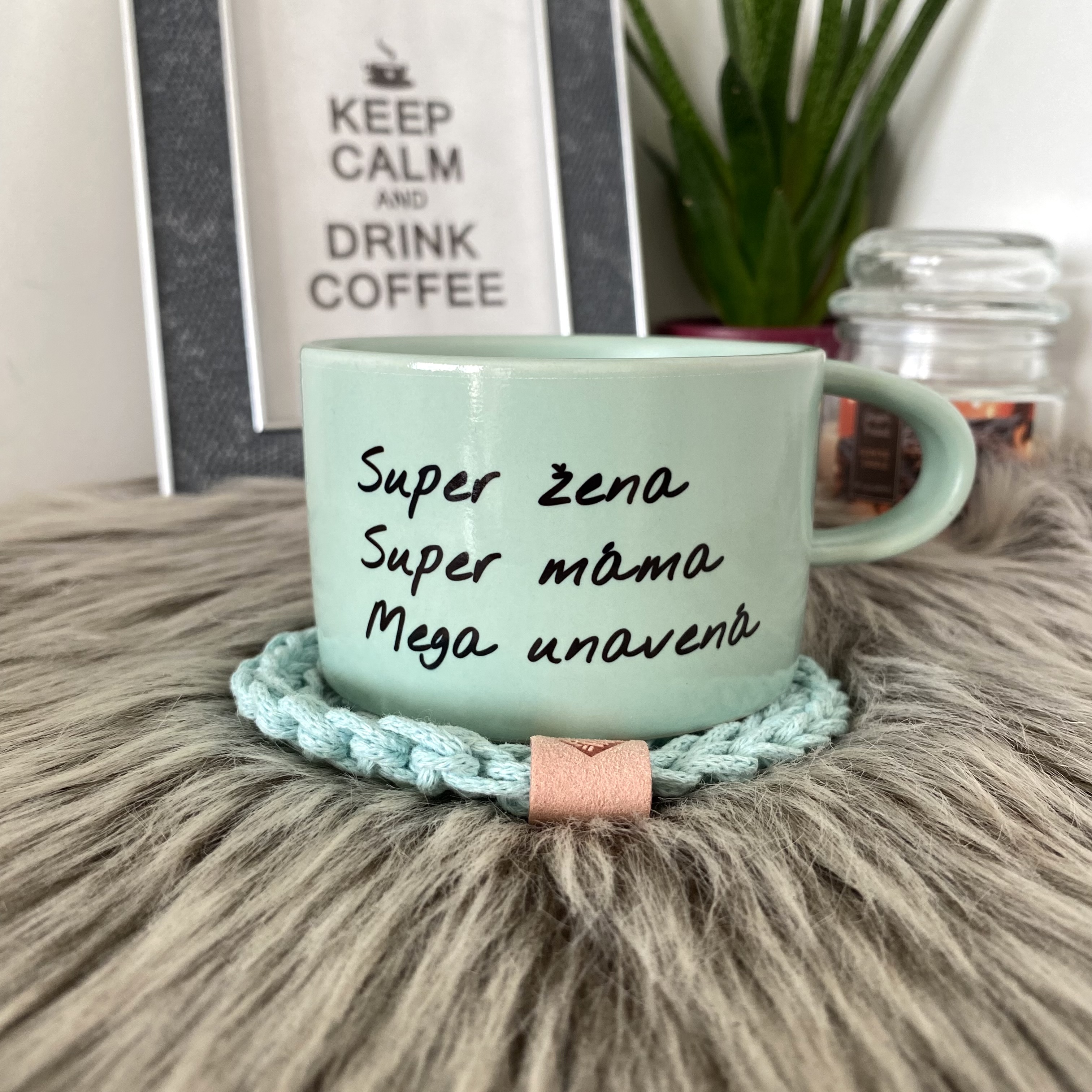 Hrnek makronka Super žena, Super máma, Mega unavená - více barev