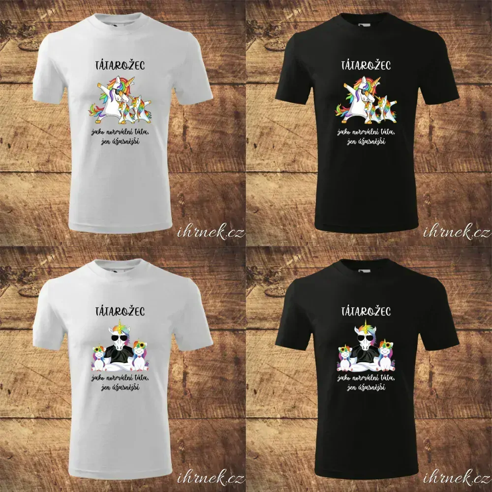Tričko pánské Tátarožec - táta, holka a kluk - bílé - pánské S