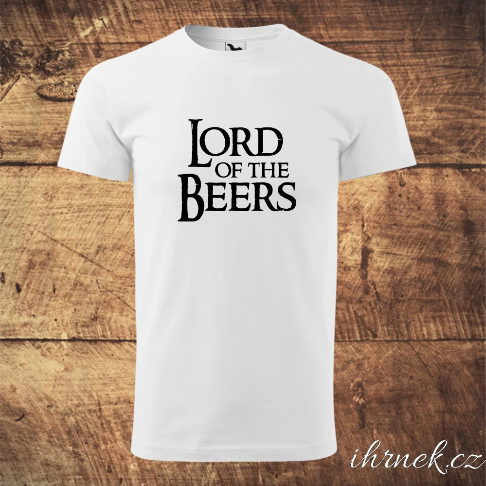 Tričko pánské Lord of the Beers - bílé - pánské 2XL - zelený potisk
