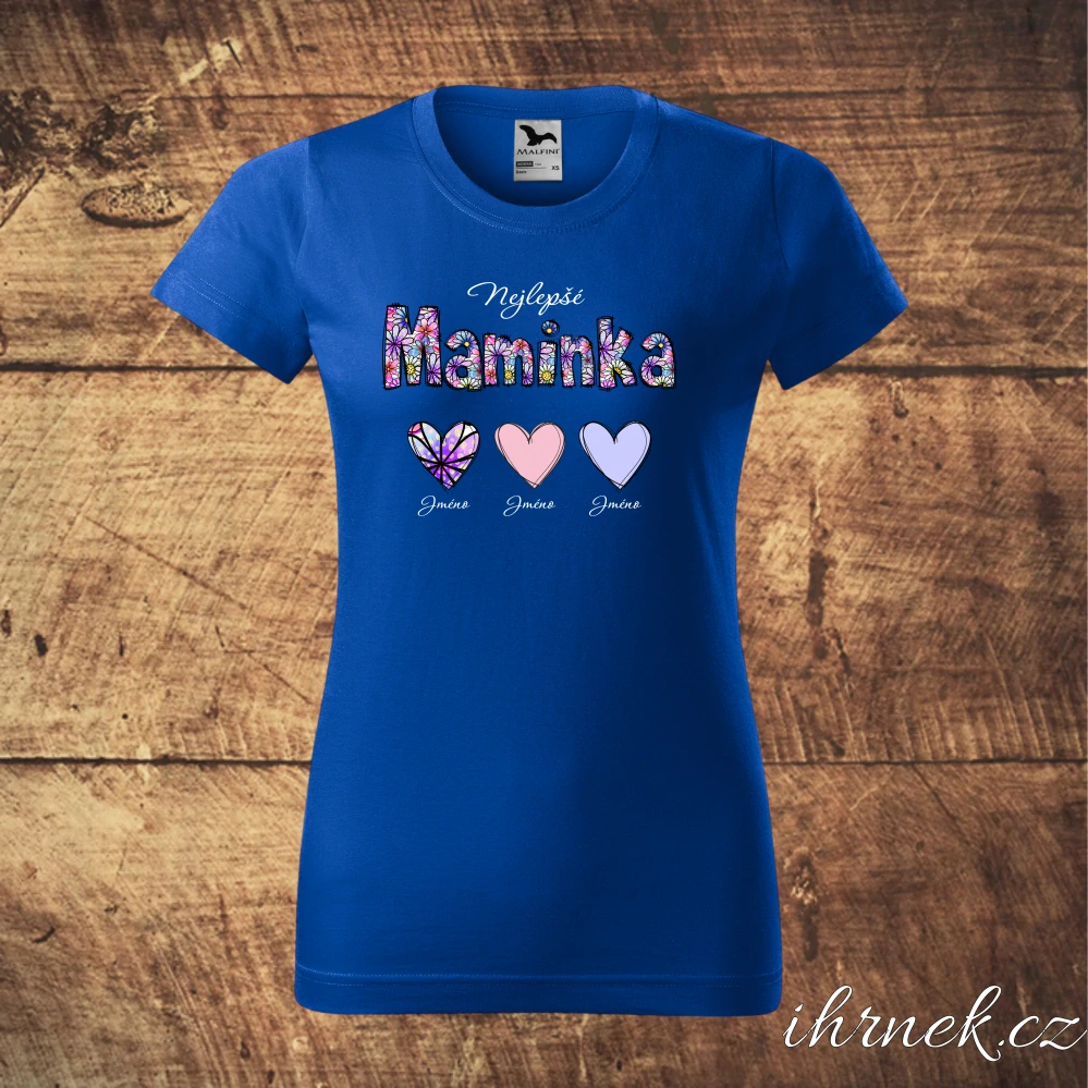 Tričko dámské Nejlepší maminka  - květiny - růžové - dámské XL