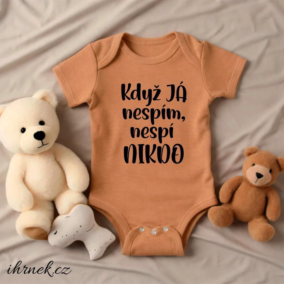 Dětské body Když já nespím, nespí nikdo - pastelová oranžová - 2 - 3 roky