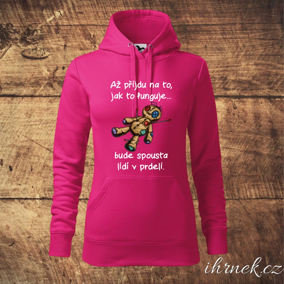 Dámská mikina Až přijdu na to, jak to funguje - černá - dámské M - na předek