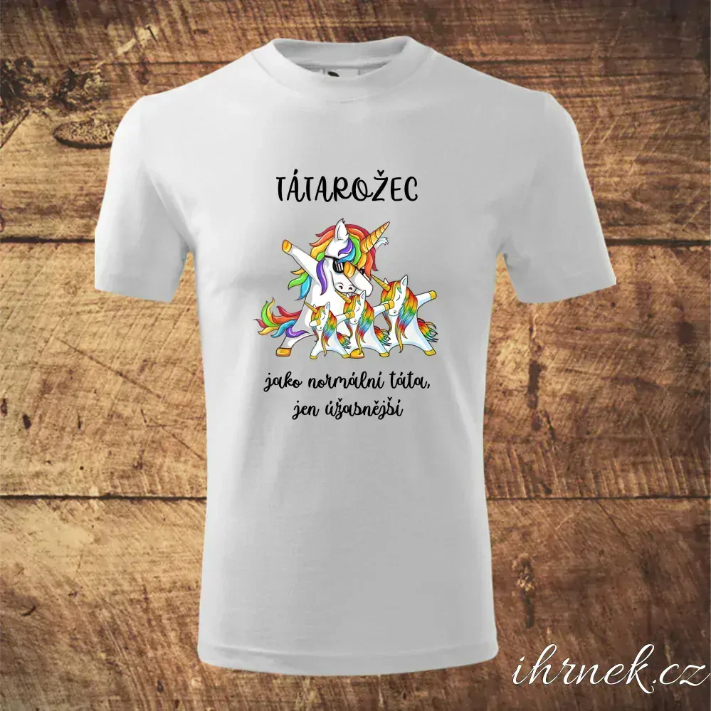 Tričko pánské Tátarožec - táta, holka a kluk - bílé - pánské S