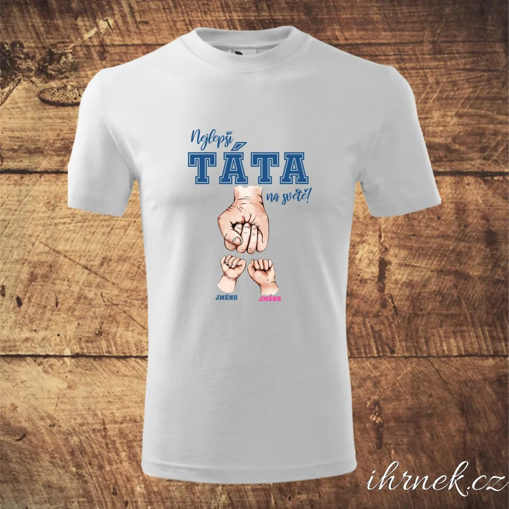Tričko pánské Nejlepší táta na světě! - 3 děti - černá - Pánské L