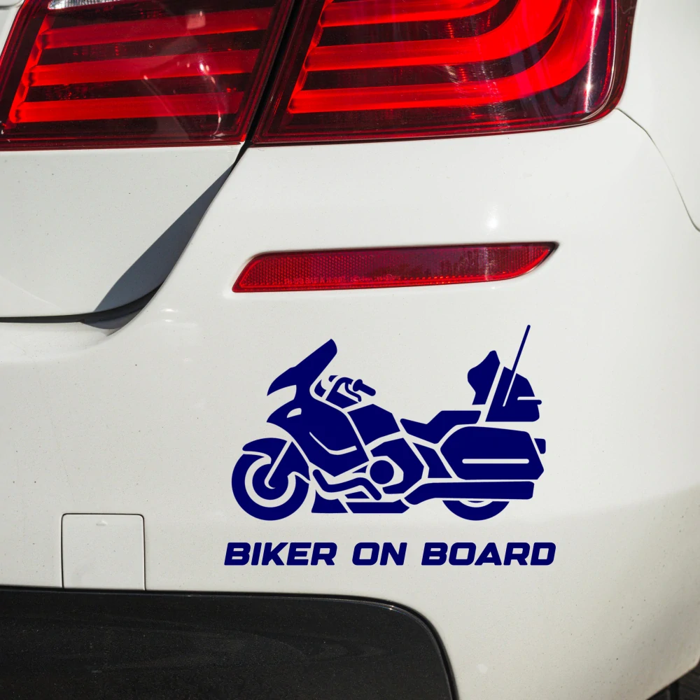 Samolepka Biker on board v.4 - magenta - tmavě růžová - 20 cm x 13-14cm