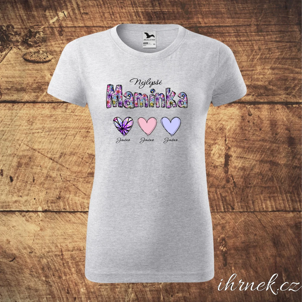 Tričko dámské Nejlepší maminka  - květiny - růžové - dámské XL