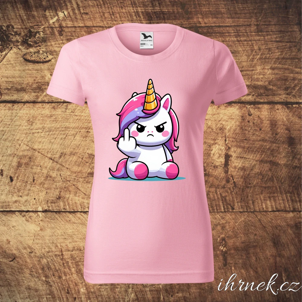 Tričko dámské Jednorožec F*ck You - kluk - světle šedý melír - dámské 2XL