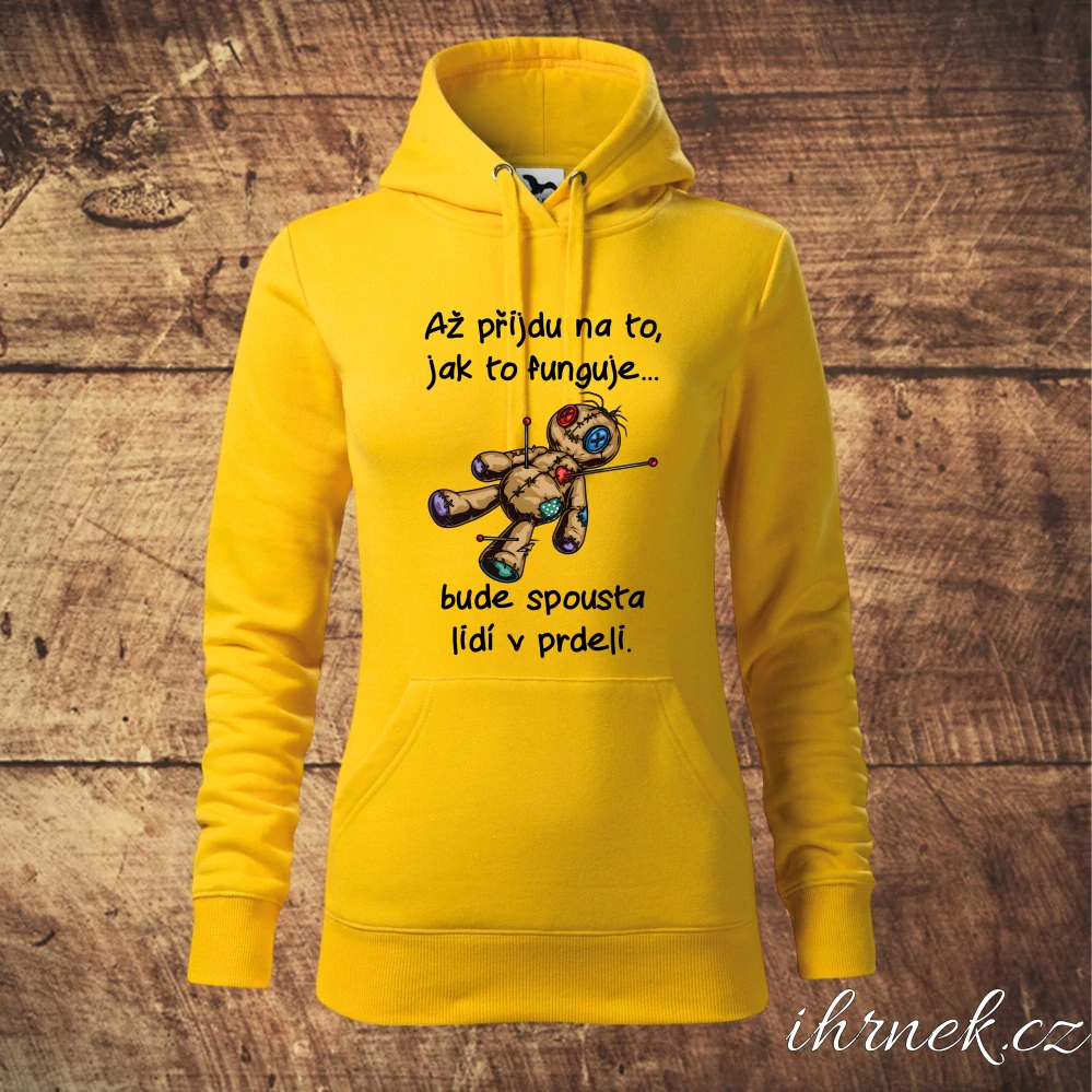 Dámská mikina Až přijdu na to, jak to funguje - černá - dámské M - na předek