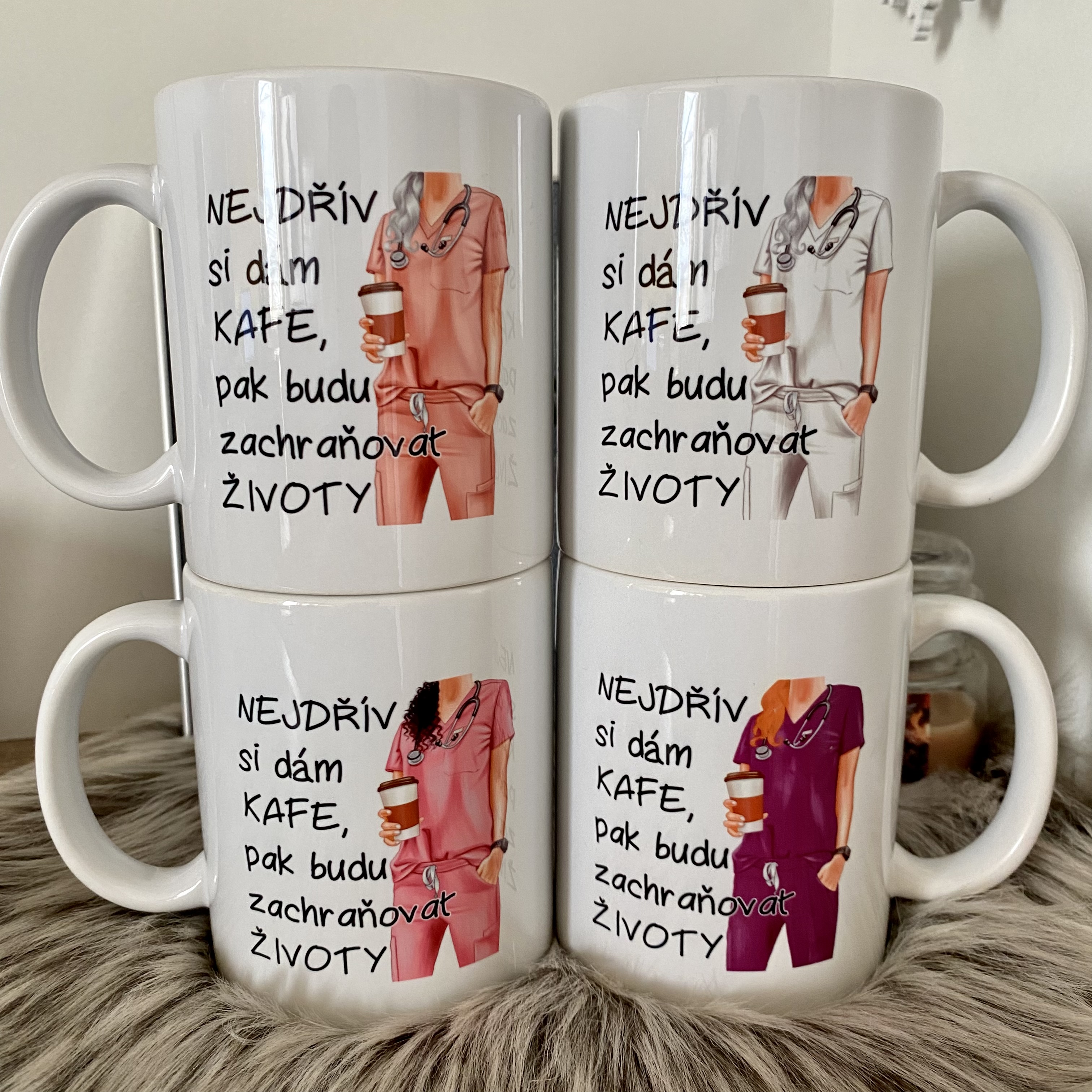 Hrnek Nejdřív si dám kafe, pak budu zachraňovat životy - doktorka,sestra - 48 motivů