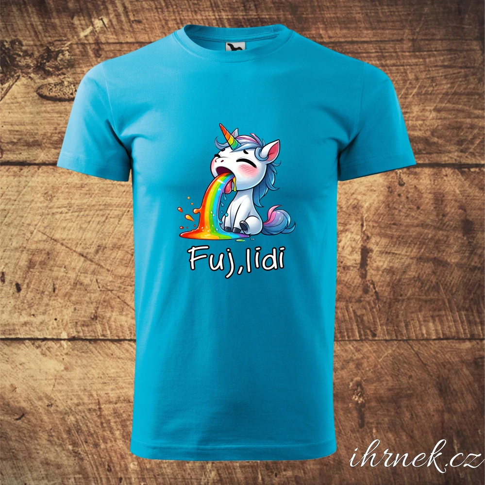 Tričko pánské Fuj, lidi - jednorožec - černé - pánské 2XL