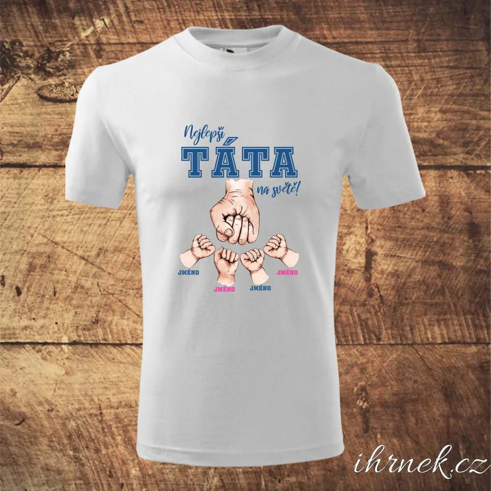 Tričko pánské Nejlepší táta na světě! - 3 děti - černá - Pánské L
