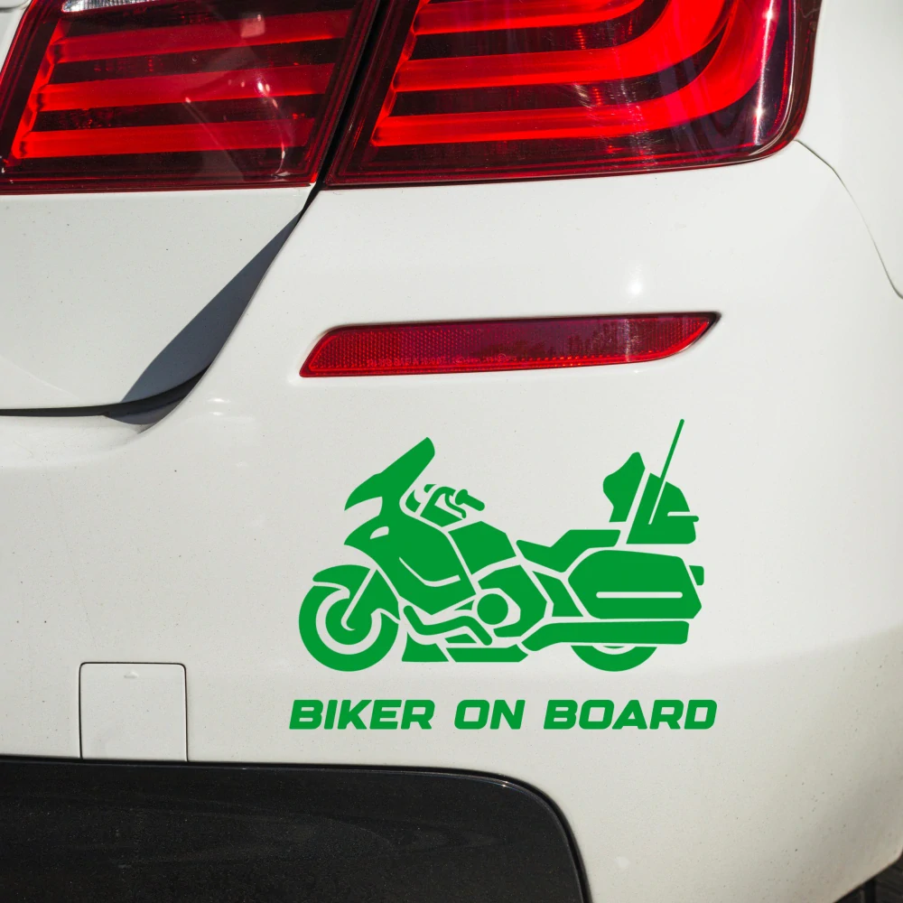 Samolepka Biker on board v.4 - magenta - tmavě růžová - 20 cm x 13-14cm