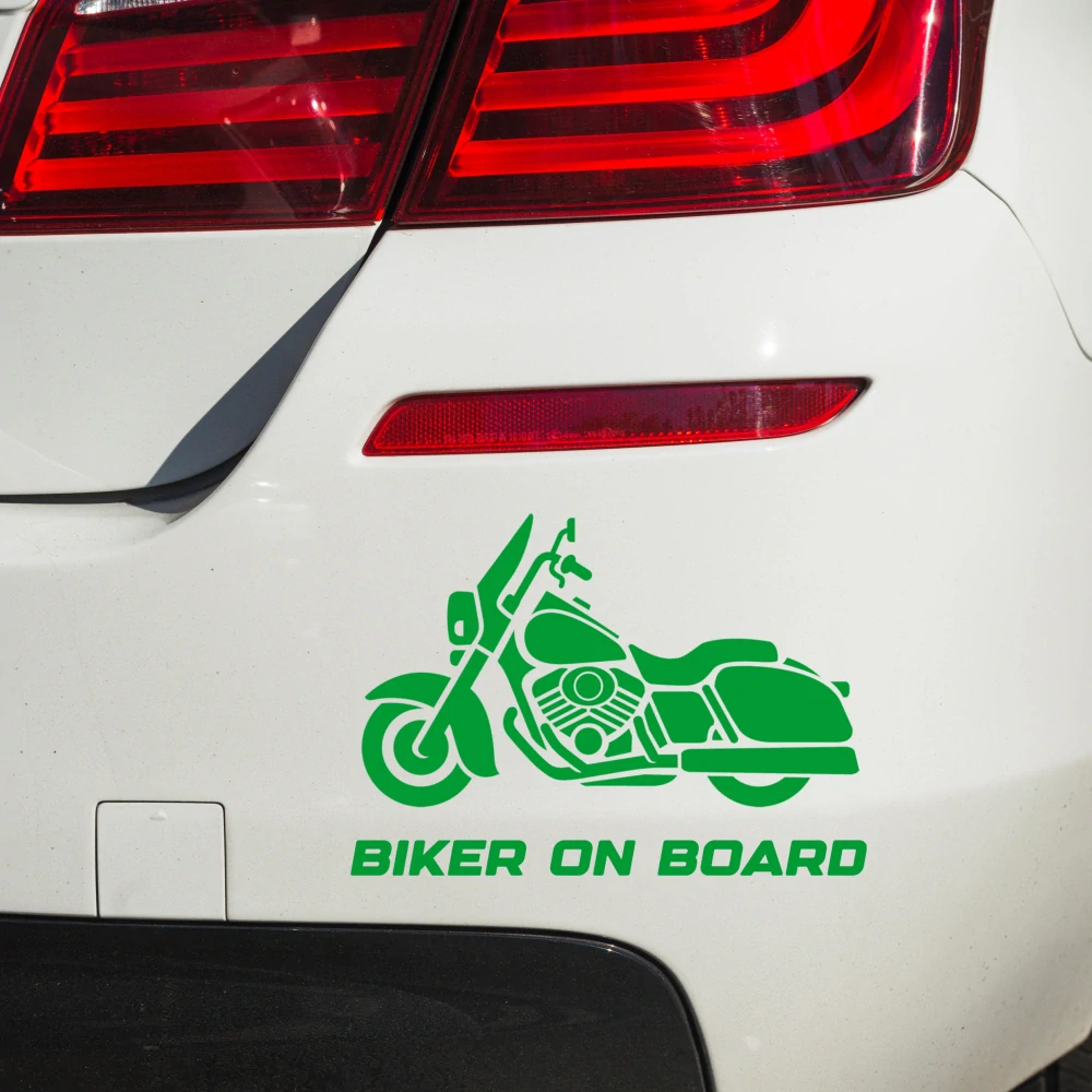 Samolepka Biker on board v.5 - modrá - 14 cm x 9-10 cm