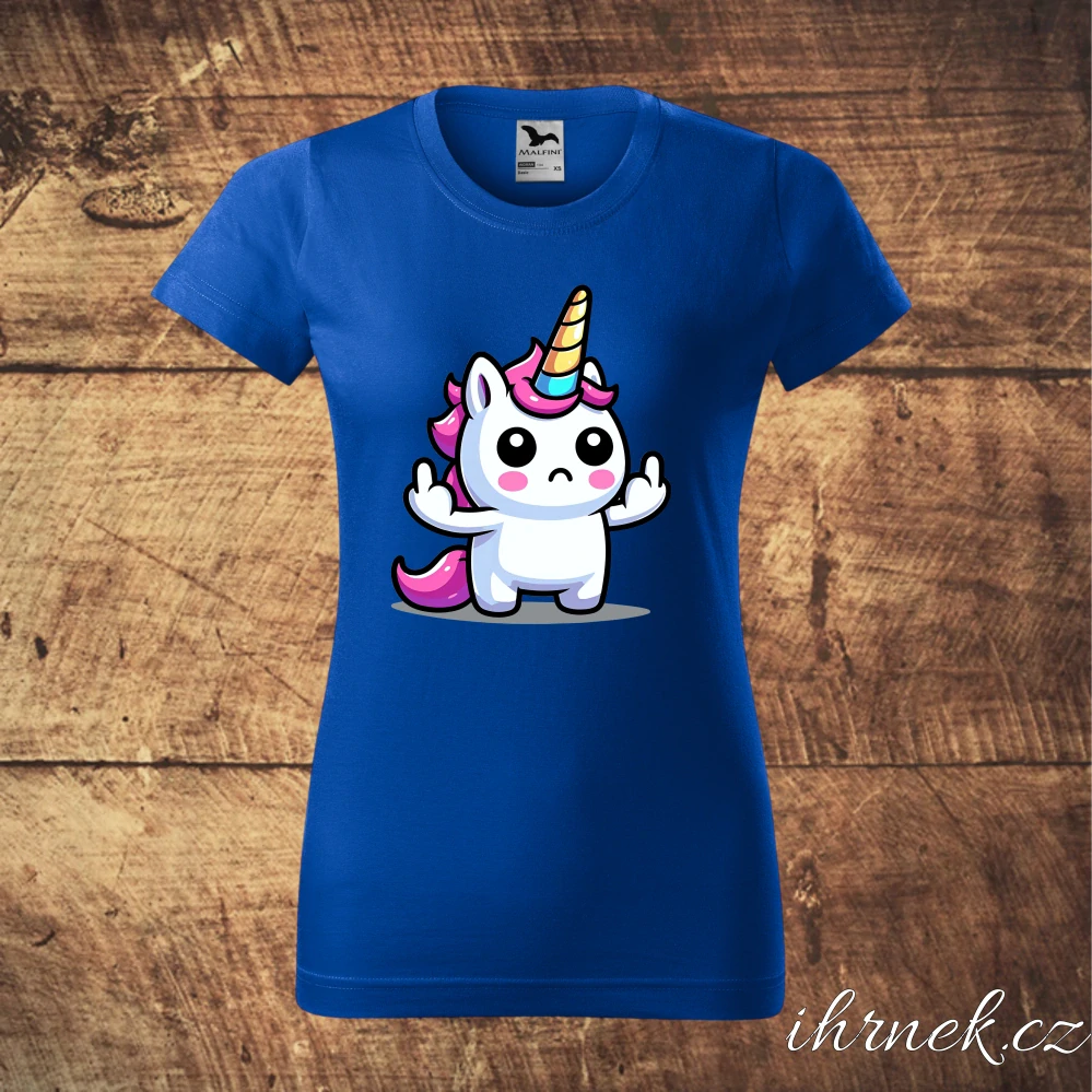 Tričko dámské Jednorožec F*ck You - kluk - světle šedý melír - dámské 2XL