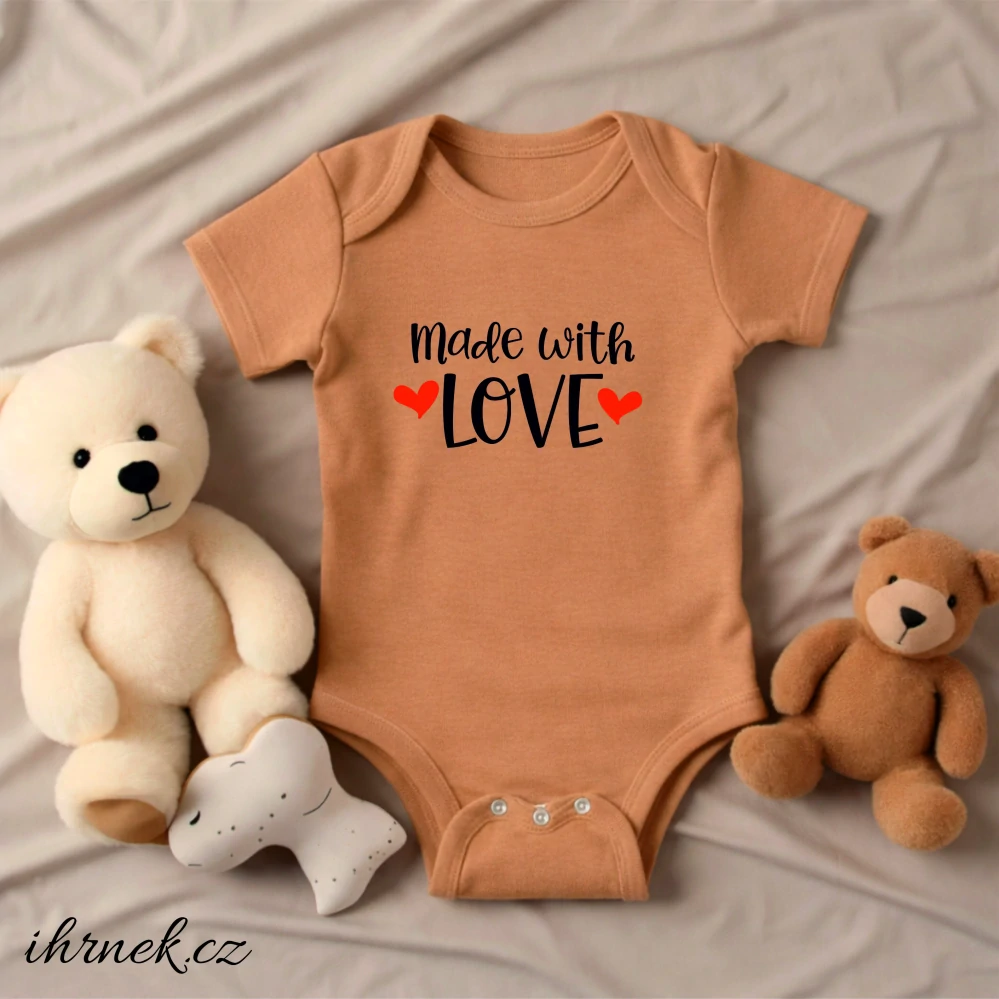 Dětské body Made with love - Latte béžová - 12 - 18 měsíců