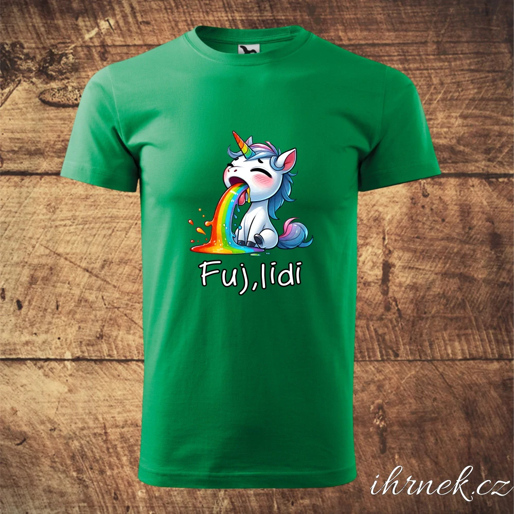 Tričko pánské Fuj, lidi - jednorožec - černé - pánské 2XL