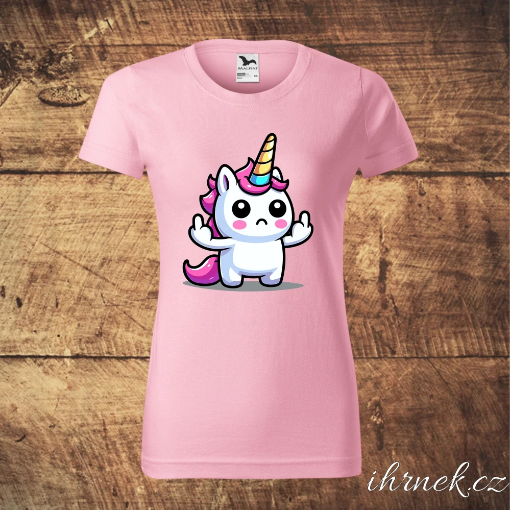 Tričko dámské Jednorožec F*ck You - kluk - světle šedý melír - dámské 2XL