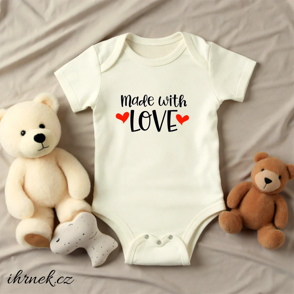Dětské body Made with love - Latte béžová - 12 - 18 měsíců
