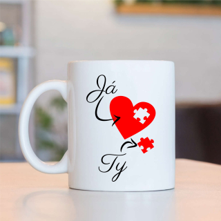 Hrnek Valentýn 05 - Srdce puzzle - možnost personalizace