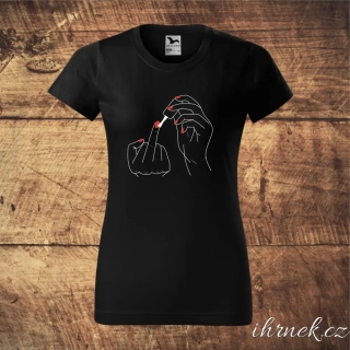 Tričko dámské Girl Middle Finger - bílé, černé