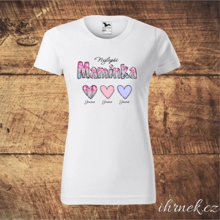 Tričko dámské Nejlepší maminka  - motiv srdce a květiny