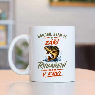 Hrnek Rybaření mám v krvi - měsíc narození + ryba